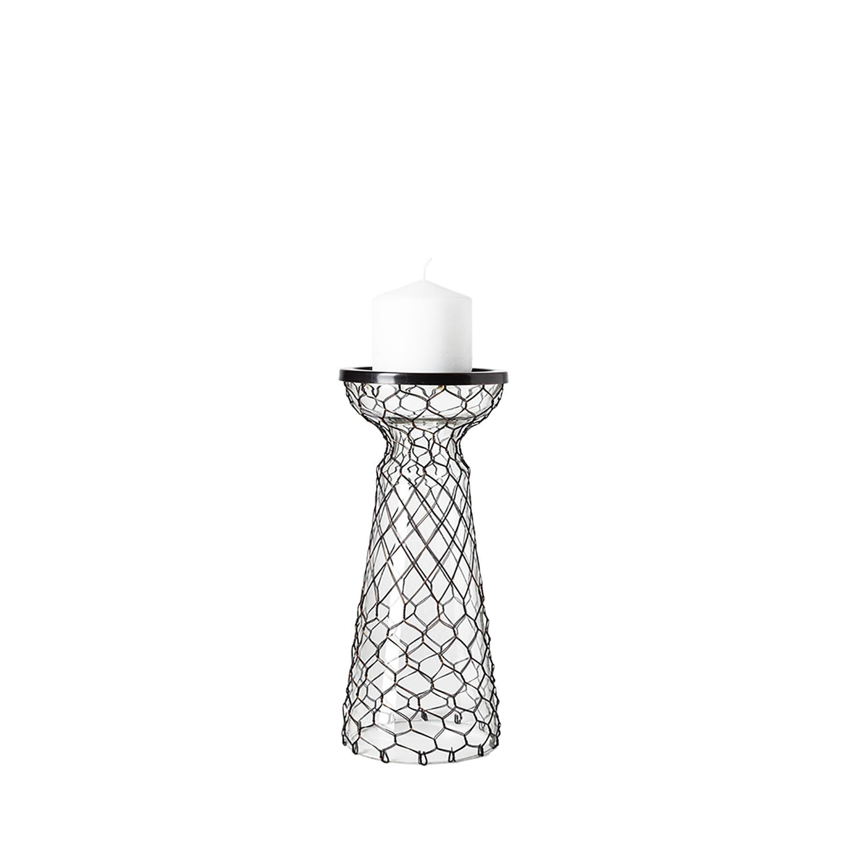 Mercana Shandra I Small Glass w/Metal Wire Snakeskin Pattern Table Candle Holder