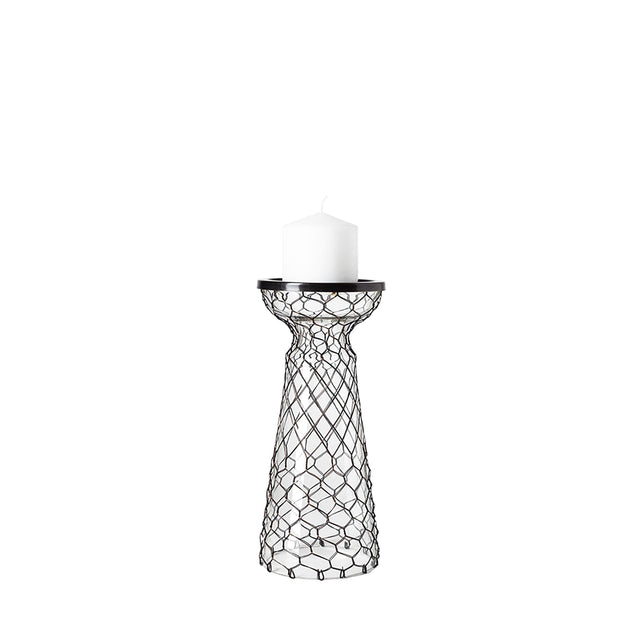Mercana Shandra I Small Glass w/Metal Wire Snakeskin Pattern Table Candle Holder