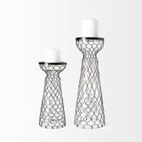 Mercana Shandra I Small Glass w/Metal Wire Snakeskin Pattern Table Candle Holder
