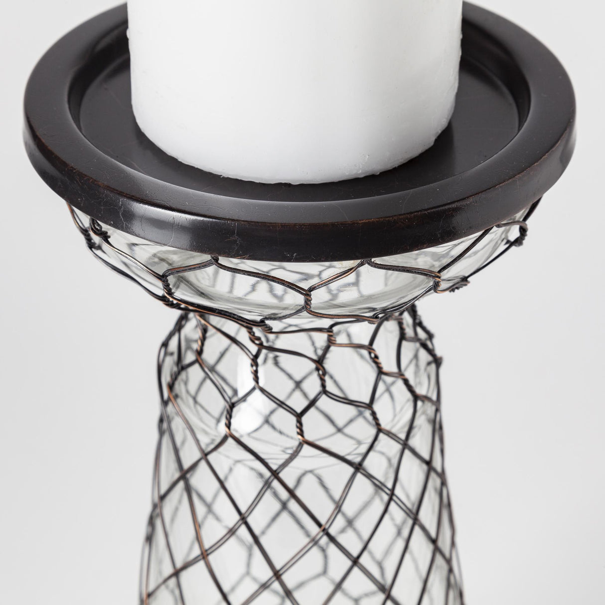 Mercana Shandra I Small Glass w/Metal Wire Snakeskin Pattern Table Candle Holder