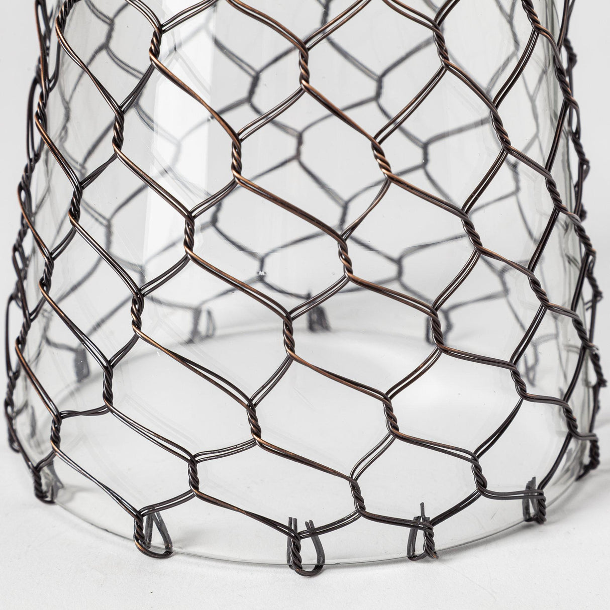 Mercana Shandra I Small Glass w/Metal Wire Snakeskin Pattern Table Candle Holder