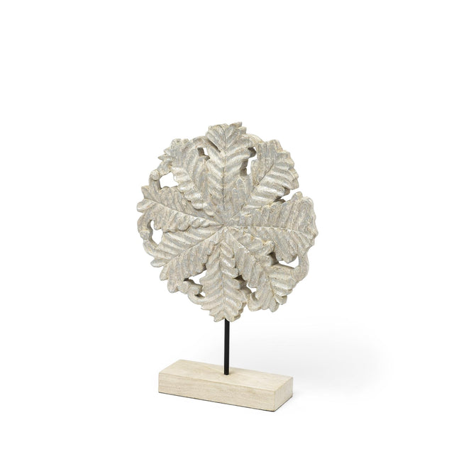 Mercana Kamara I (Small) 12L x 4W White Washed Wood W/Antiqued Silver Botanical Decorative Object