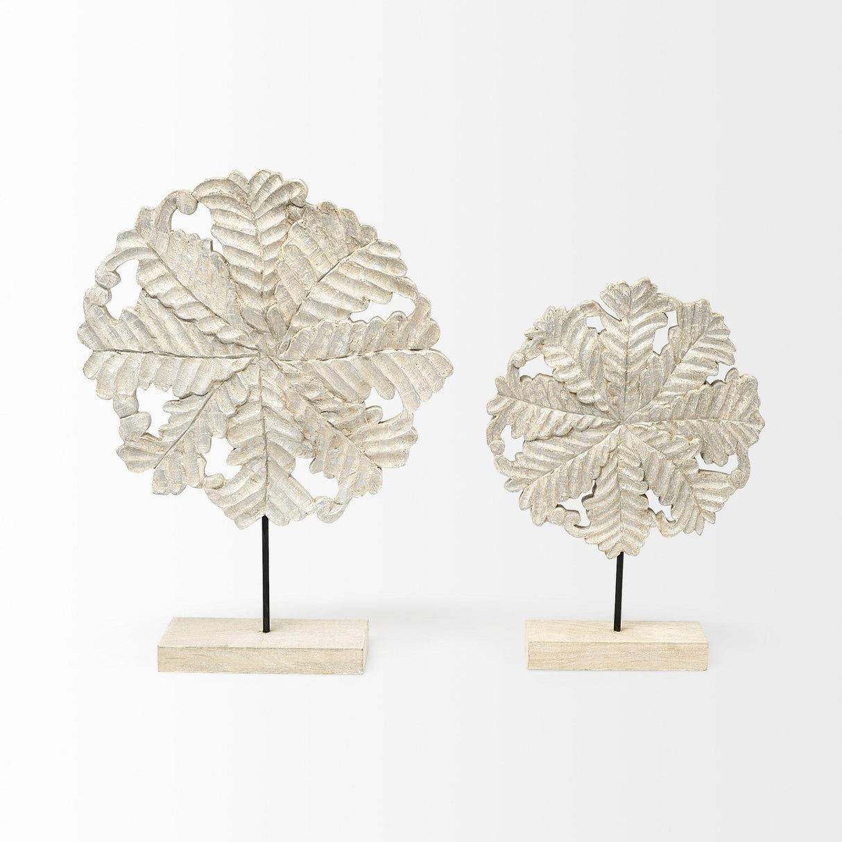 Mercana Kamara II (Large) 16L x 4W White Washed Wood W/Antiqued Silver Botanical Decorative Object