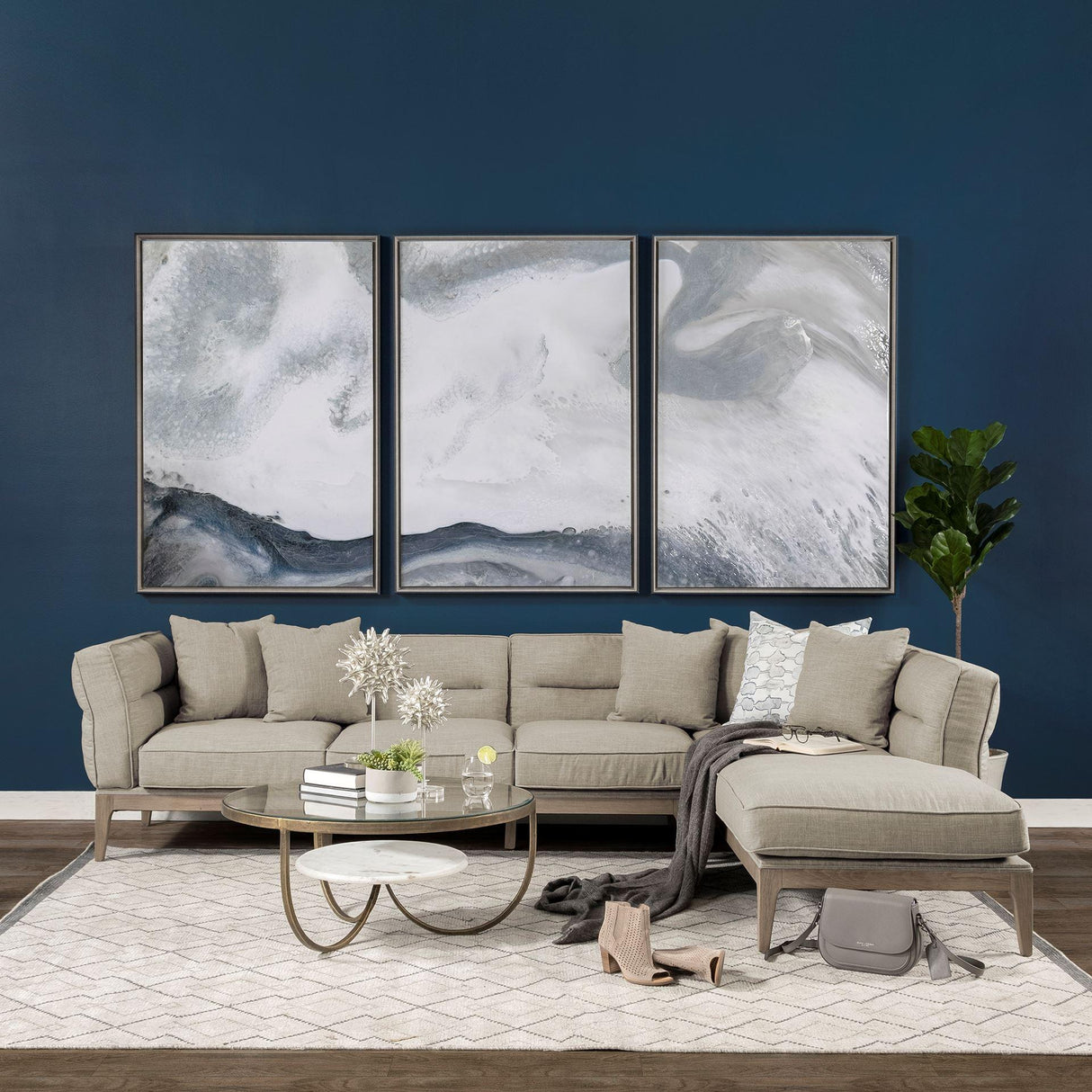Mercana Denali III Beige Upholstered Wooden Frame Sectional