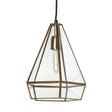 Mercana Prima 9.5x12.5 Gold Metal and Glass Pyramid Pendant Light