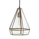 Mercana Prima 9.5x12.5 Gold Metal and Glass Pyramid Pendant Light