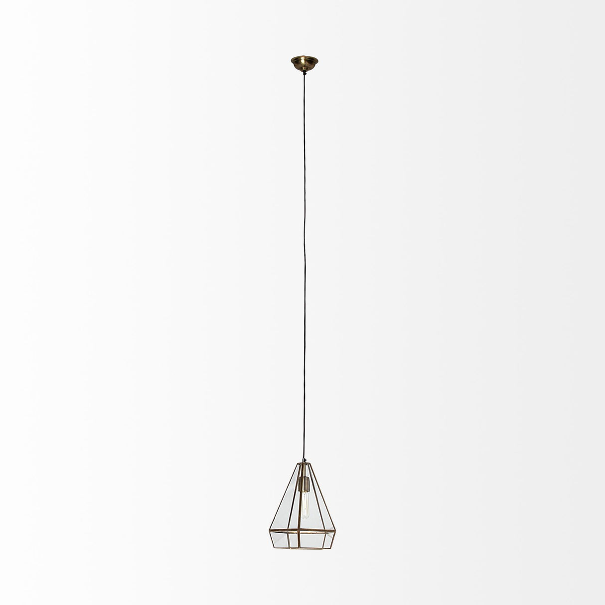 Mercana Prima 9.5x12.5 Gold Metal and Glass Pyramid Pendant Light