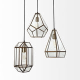 Mercana Prima 9.5x12.5 Gold Metal and Glass Pyramid Pendant Light