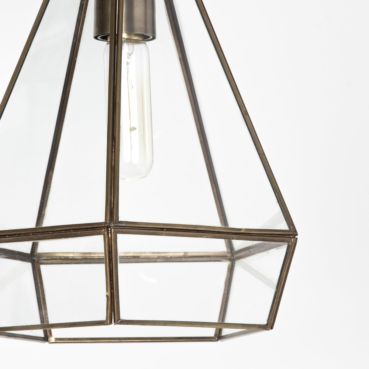 Mercana Prima 9.5x12.5 Gold Metal and Glass Pyramid Pendant Light