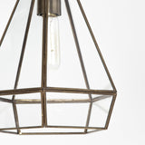 Mercana Prima 9.5x12.5 Gold Metal and Glass Pyramid Pendant Light