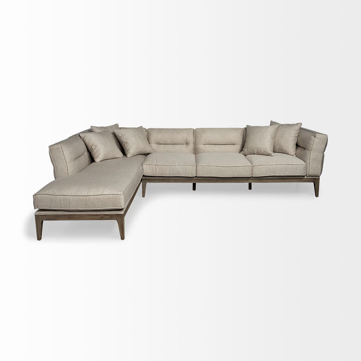 Mercana Denali IV 121" Beige Upholstered Wooden Frame Left Four Seater Sectional