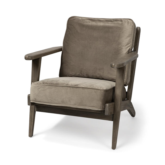 Mercana Olympus II Brown Velvet Covered Wooden Frame Accent Chair