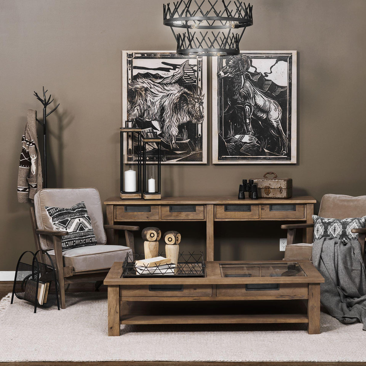 Mercana Olympus II Brown Velvet Covered Wooden Frame Accent Chair