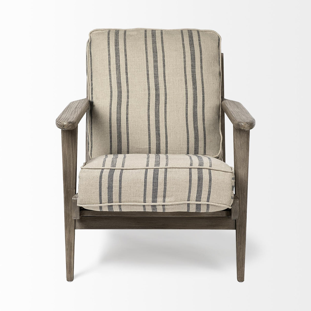 Mercana Olympus III Striped Brown Jute Wrapped Wooden Frame Accent Chair