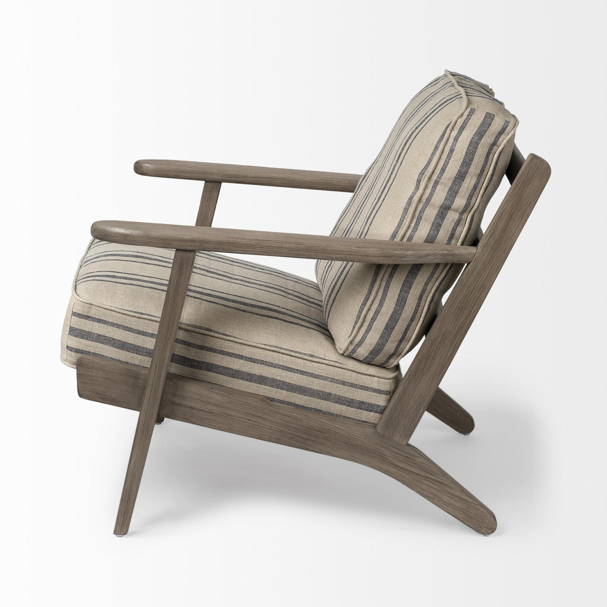 Mercana Olympus III Striped Brown Jute Wrapped Wooden Frame Accent Chair