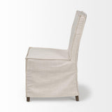 Mercana Elbert I Cream Fabric Slip-Cover Brown Wooden Base Dining Chair