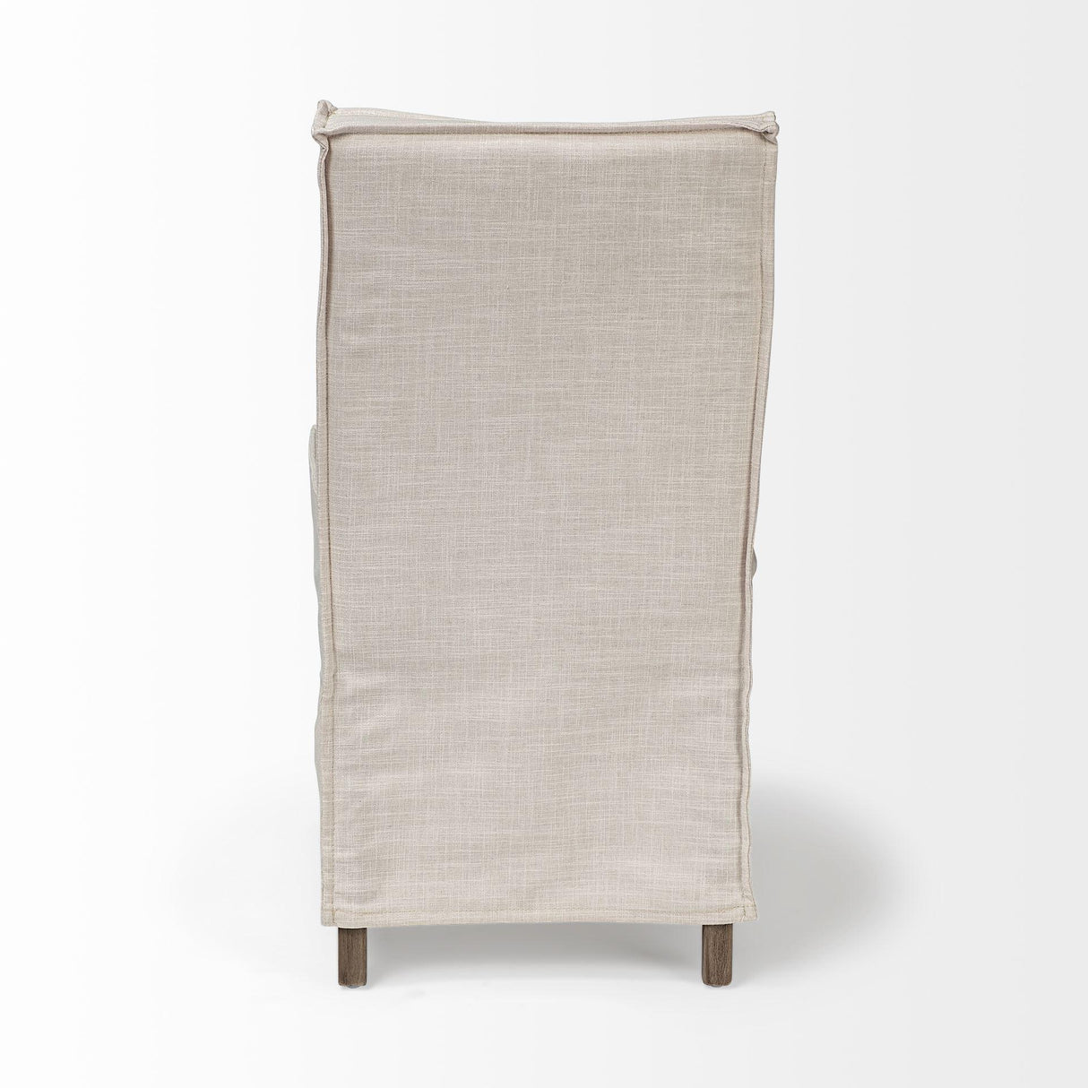 Mercana Elbert I Cream Fabric Slip-Cover Brown Wooden Base Dining Chair