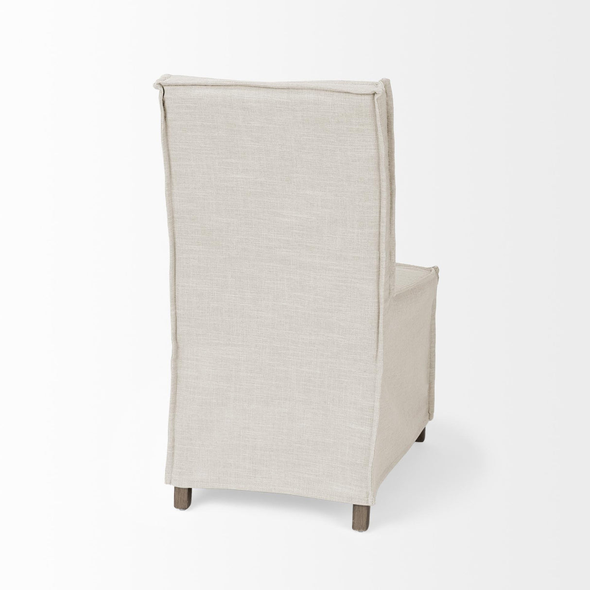 Mercana Elbert I Cream Fabric Slip-Cover Brown Wooden Base Dining Chair