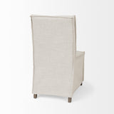 Mercana Elbert I Cream Fabric Slip-Cover Brown Wooden Base Dining Chair