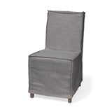 Mercana Elbert I Grey Fabric Slip-Cover Brown Wooden Base Dining Chair