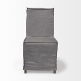 Mercana Elbert I Grey Fabric Slip-Cover Brown Wooden Base Dining Chair