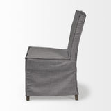Mercana Elbert I Grey Fabric Slip-Cover Brown Wooden Base Dining Chair
