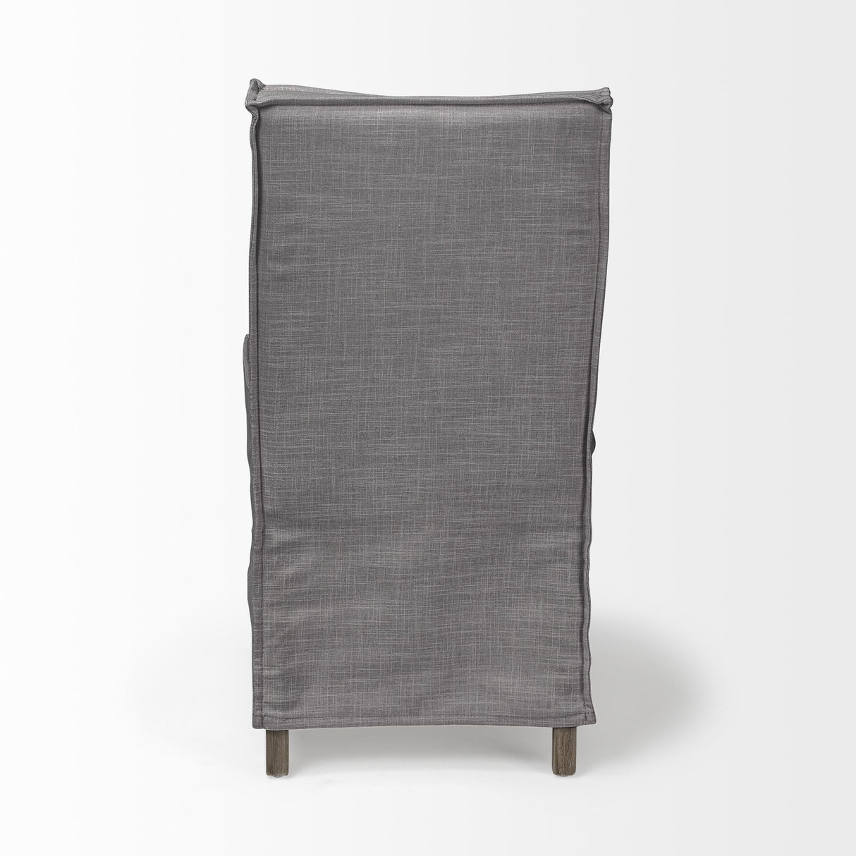 Mercana Elbert I Grey Fabric Slip-Cover Brown Wooden Base Dining Chair