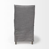 Mercana Elbert I Grey Fabric Slip-Cover Brown Wooden Base Dining Chair
