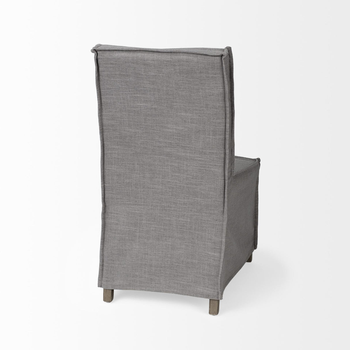 Mercana Elbert I Grey Fabric Slip-Cover Brown Wooden Base Dining Chair