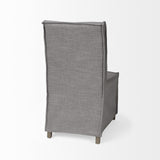 Mercana Elbert I Grey Fabric Slip-Cover Brown Wooden Base Dining Chair