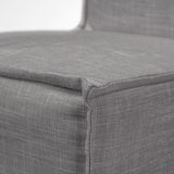 Mercana Elbert I Grey Fabric Slip-Cover Brown Wooden Base Dining Chair