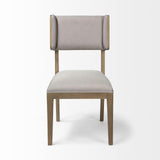 Mercana Tenton I Grey Fabric Wrap Brown Wooden Base Dining Chair