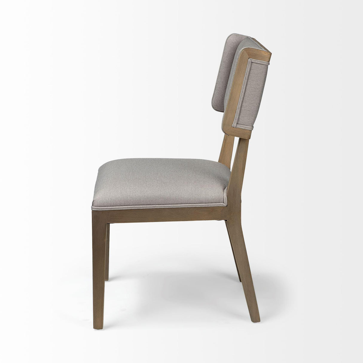 Mercana Tenton I Grey Fabric Wrap Brown Wooden Base Dining Chair