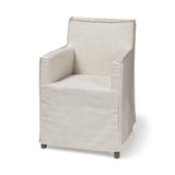 Mercana Elbert II Cream Fabric Slip-Cover Brown Wood Frame Dining Chair