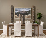 Mercana Elbert II Cream Fabric Slip-Cover Brown Wood Frame Dining Chair