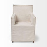 Mercana Elbert II Cream Fabric Slip-Cover Brown Wood Frame Dining Chair