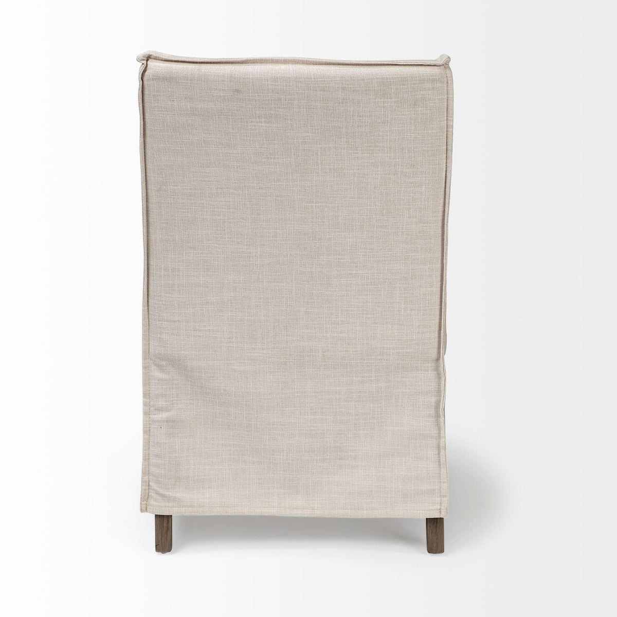 Mercana Elbert II Cream Fabric Slip-Cover Brown Wood Frame Dining Chair
