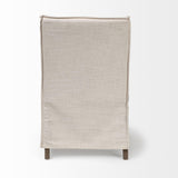 Mercana Elbert II Cream Fabric Slip-Cover Brown Wood Frame Dining Chair