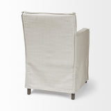 Mercana Elbert II Cream Fabric Slip-Cover Brown Wood Frame Dining Chair
