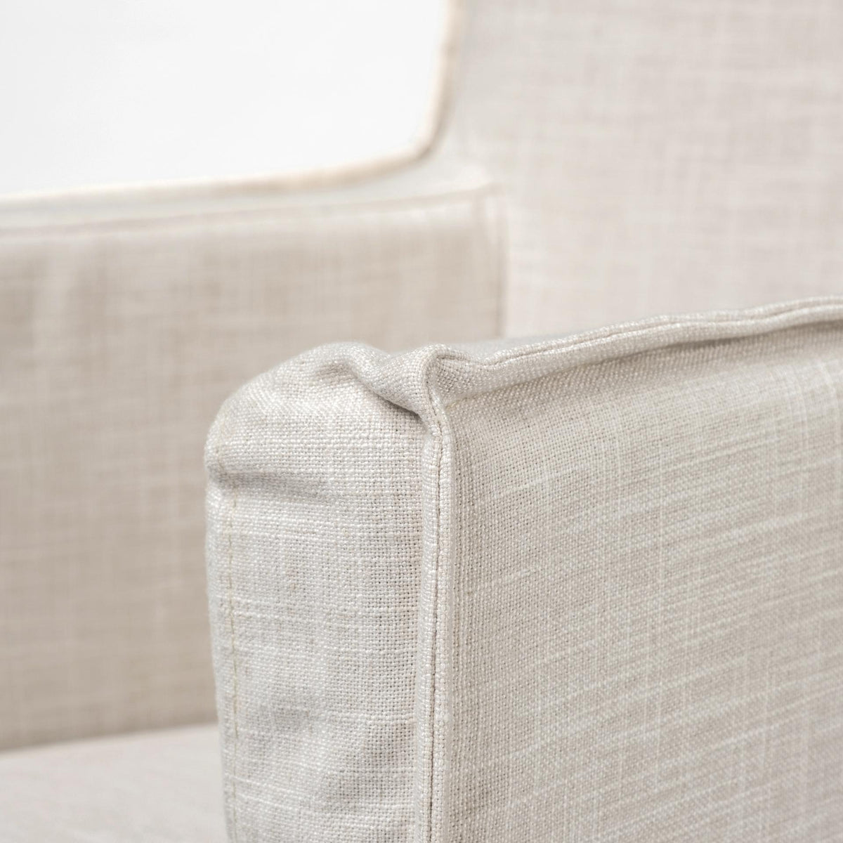 Mercana Elbert II Cream Fabric Slip-Cover Brown Wood Frame Dining Chair