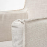 Mercana Elbert II Cream Fabric Slip-Cover Brown Wood Frame Dining Chair