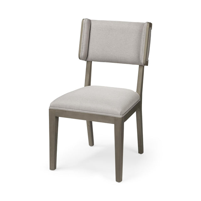 Mercana Tenton II Grey Fabric Seat Brown Wood Frame Dining Chair