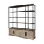 Mercana Braxton I Light Brown Wood and Iron Three Shelf Shelving Unit 81.5L x 18.5W x 90