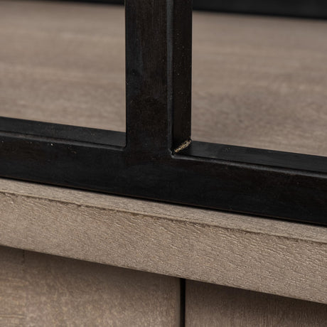 Mercana Braxton I Light Brown Wood and Iron Three Shelf Shelving Unit 81.5L x 18.5W x 90