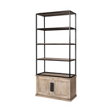 Mercana Braxton II Light Brown Wood and Iron Three Shelf Shelving Unit 41.5L x 18.5W x 9