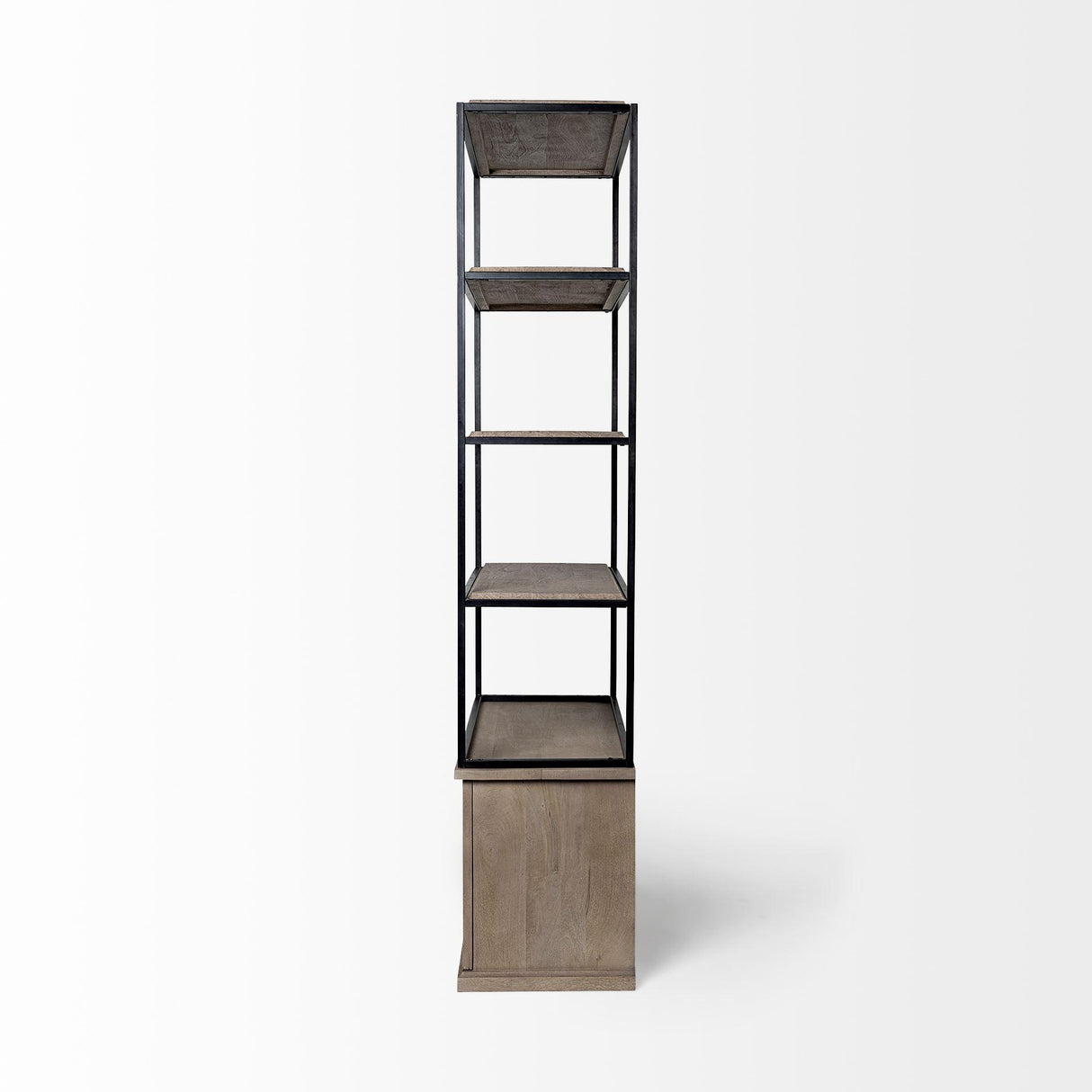 Mercana Braxton II Light Brown Wood and Iron Three Shelf Shelving Unit 41.5L x 18.5W x 9