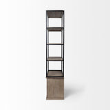 Mercana Braxton II Light Brown Wood and Iron Three Shelf Shelving Unit 41.5L x 18.5W x 9