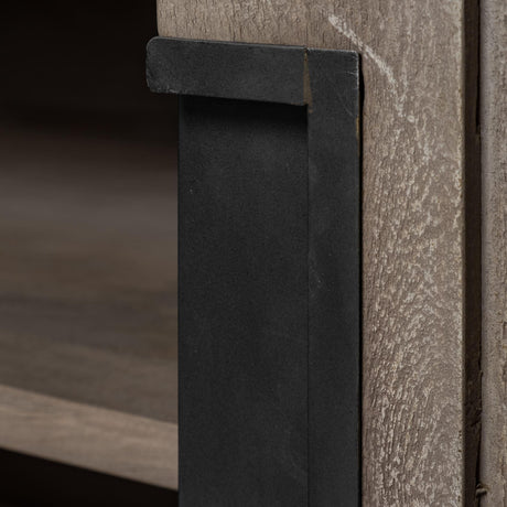 Mercana Braxton II Light Brown Wood and Iron Three Shelf Shelving Unit 41.5L x 18.5W x 9