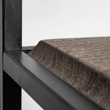 Mercana Braxton II Light Brown Wood and Iron Three Shelf Shelving Unit 41.5L x 18.5W x 9