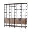 Mercana Darius 82L x 16.5W x 90H Medium Brown Wood and Metal Multi-Shelf Shelving Unit